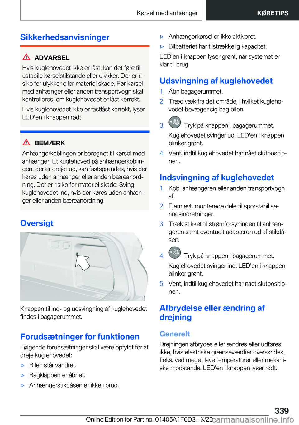 BMW X6 2021  InstruktionsbØger (in Danish) �S�i�k�k�e�r�h�e�d�s�a�n�v�i�s�n�i�n�g�e�r
�A�D�V�A�R�S�E�L
�H�v�i�s��k�u�g�l�e�h�o�v�e�d�e�t��i�k�k�e��e�r��l�å�s�t�,��k�a�n��d�e�t��f�