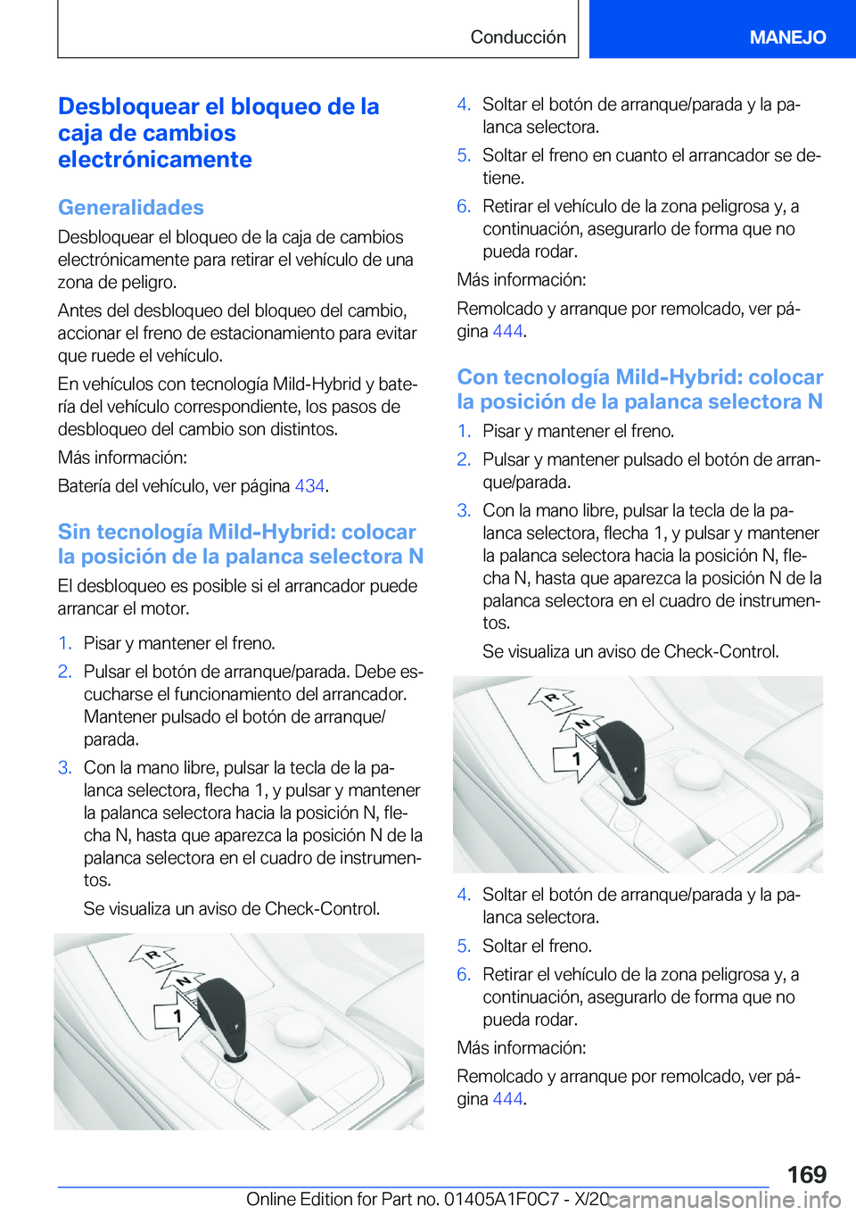 BMW X6 2021  Manuales de Empleo (in Spanish) �D�e�s�b�l�o�q�u�e�a�r��e�l��b�l�o�q�u�e�o��d�e��l�a
�c�a�j�a��d�e��c�a�m�b�i�o�s
�e�l�e�c�t�r�