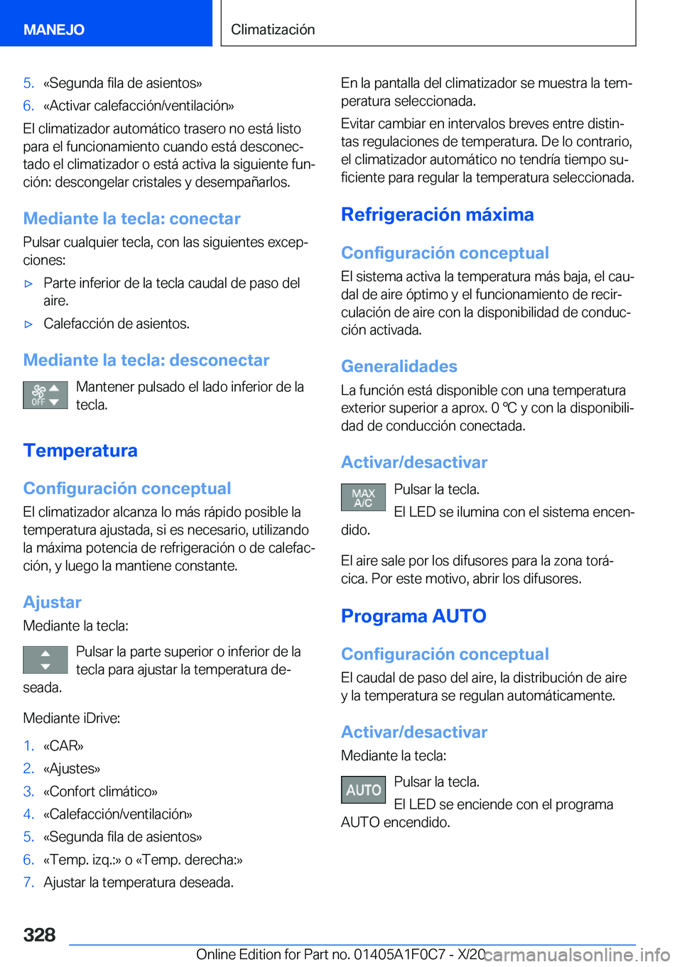 BMW X6 2021  Manuales de Empleo (in Spanish) �5�.�«�S�e�g�u�n�d�a��f�i�l�a��d�e��a�s�i�e�n�t�o�s�{�6�.�«�A�c�t�i�v�a�r��c�a�l�e�f�a�c�c�i�