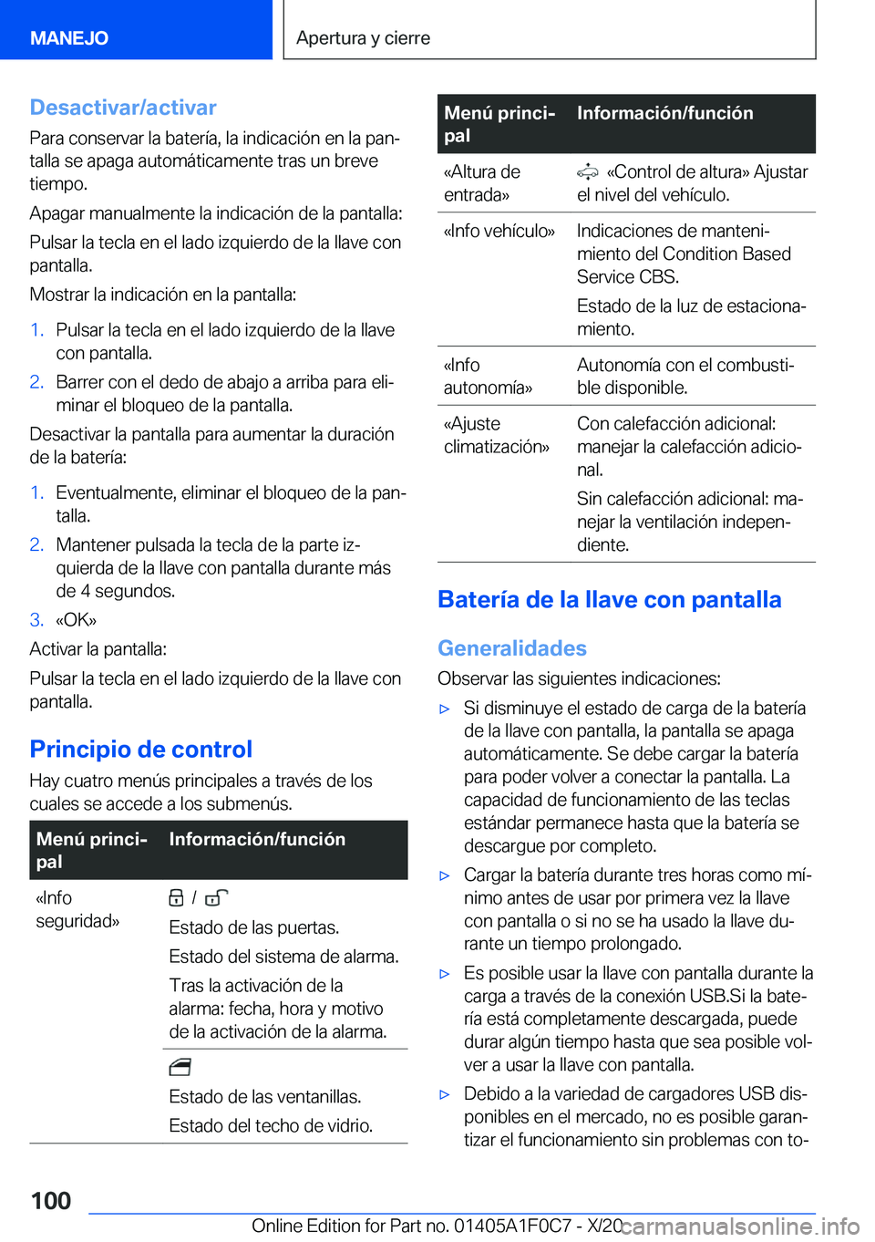 BMW X6 2021  Manuales de Empleo (in Spanish) �D�e�s�a�c�t�i�v�a�r�/�a�c�t�i�v�a�r�P�a�r�a��c�o�n�s�e�r�v�a�r��l�a��b�a�t�e�r�