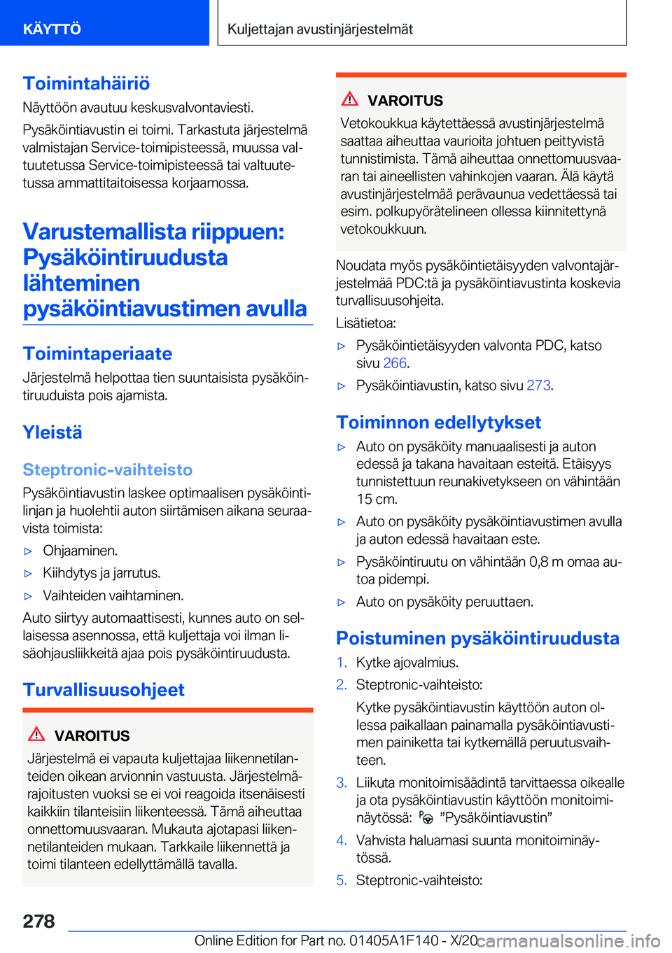 BMW X6 2021  Omistajan Käsikirja (in Finnish) �T�o�i�m�i�n�t�a�h�