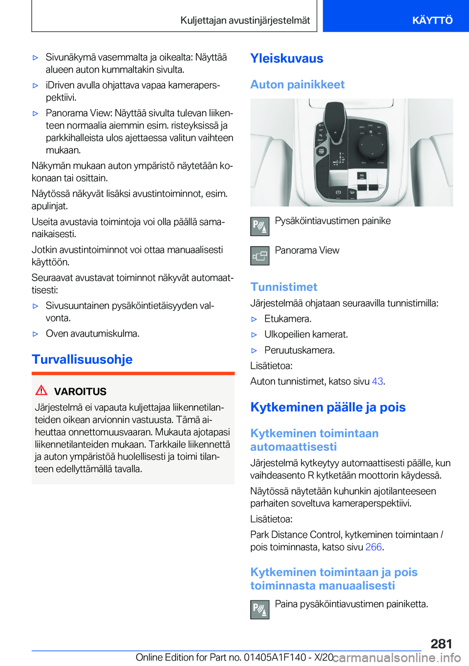 BMW X6 2021  Omistajan Käsikirja (in Finnish) 'x�S�i�v�u�n�