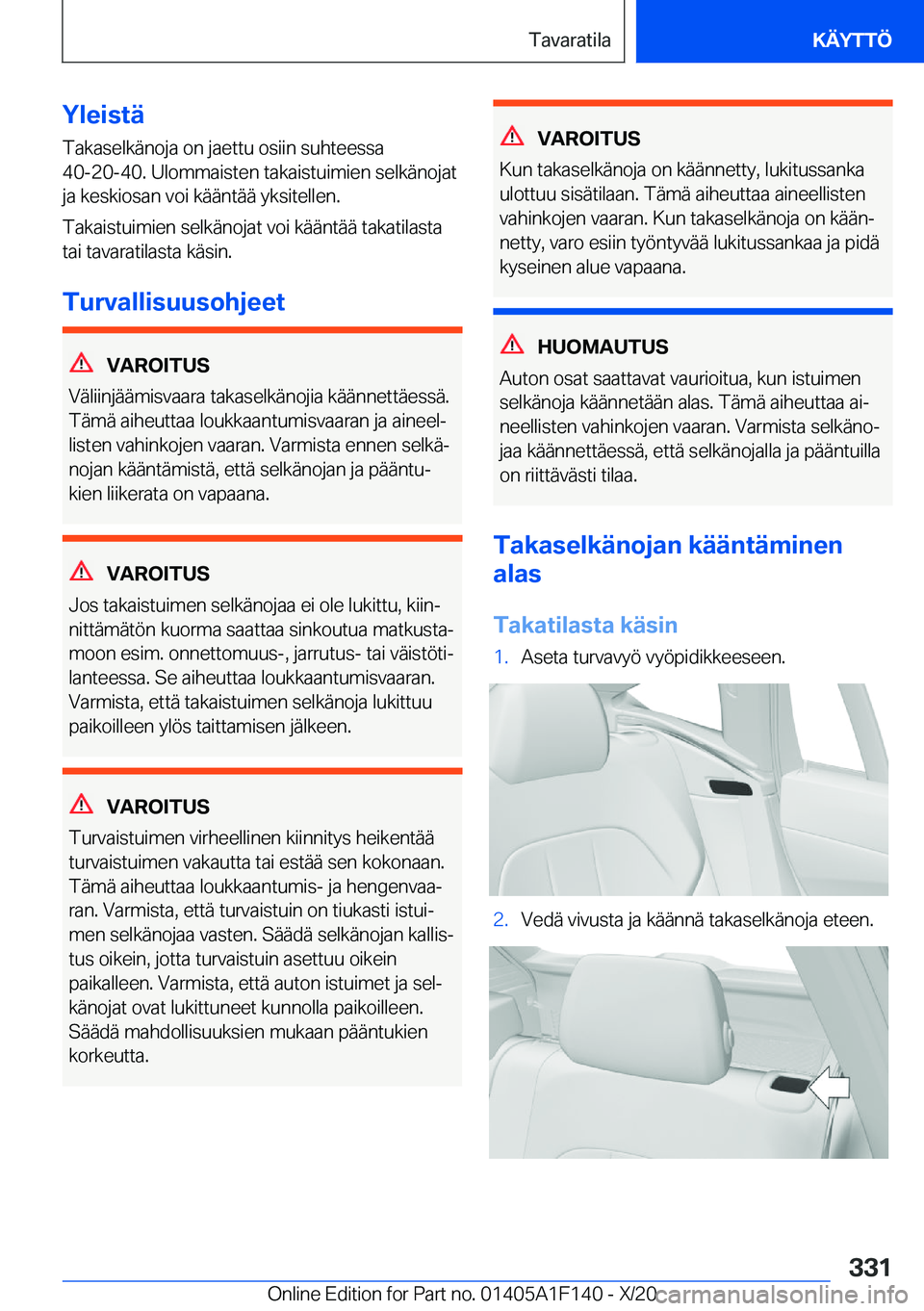 BMW X6 2021  Omistajan Käsikirja (in Finnish) �Y�l�e�i�s�t�