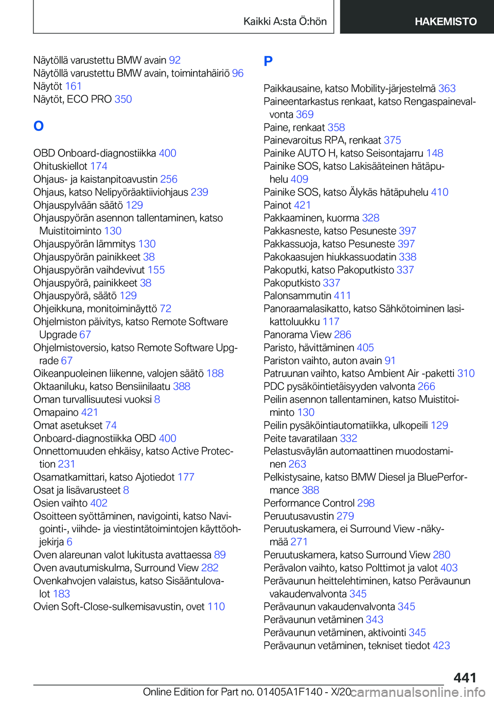 BMW X6 2021  Omistajan Käsikirja (in Finnish) �N�