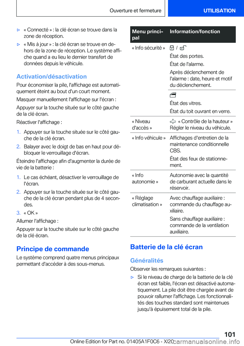BMW X6 2021  Notices Demploi (in French) 'x�k��C�o�n�n�e�c�t�é��{��:��l�a��c�l�é��é�c�r�a�n��s�e��t�r�o�u�v�e��d�a�n�s��l�a�z�o�n�e��d�e��r�é�c�e�p�t�i�o�n�.'x�k��M�i�s��