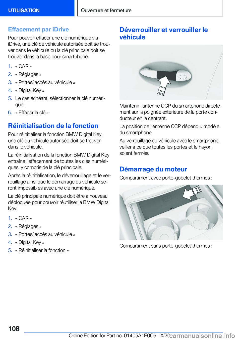 BMW X6 2021  Notices Demploi (in French) �E�f�f�a�c�e�m�e�n�t��p�a�r��i�D�r�i�v�e�P�o�u�r��p�o�u�v�o�i�r��e�f�f�a�c�e�r��u�n�e��c�l�é��n�u�m�é�r�i�q�u�e��v�i�a�i�D�r�i�v�e�,��u�n�e��c�l�é��d�e��v�é�h�i�c�u�l�e��a�u�t�o�r�i�s