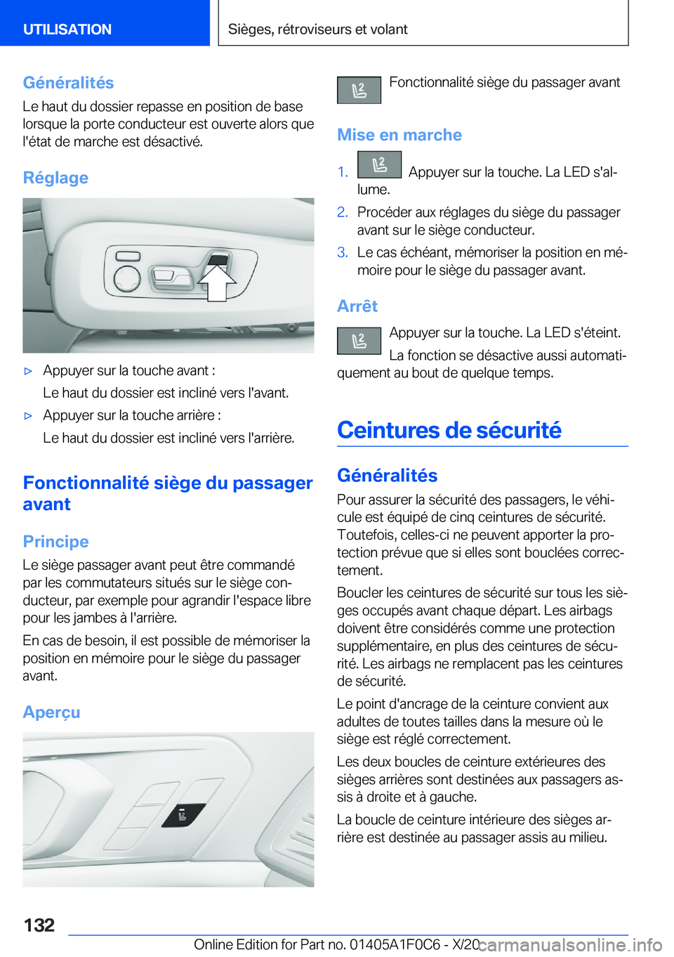 BMW X6 2021  Notices Demploi (in French) �G�é�n�é�r�a�l�i�t�é�s
�L�e��h�a�u�t��d�u��d�o�s�s�i�e�r��r�e�p�a�s�s�e��e�n��p�o�s�i�t�i�o�n��d�e��b�a�s�e
�l�o�r�s�q�u�e��l�a��p�o�r�t�e��c�o�n�d�u�c�t�e�u�r��e�s�t��o�u�v�e�r�t�e��