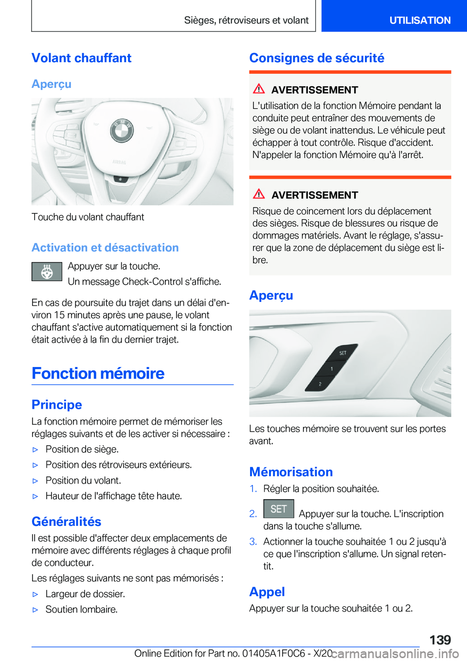 BMW X6 2021  Notices Demploi (in French) �V�o�l�a�n�t��c�h�a�u�f�f�a�n�t
�A�p�e�r�ç�u
�T�o�u�c�h�e��d�u��v�o�l�a�n�t��c�h�a�u�f�f�a�n�t
�A�c�t�i�v�a�t�i�o�n��e�t��d�é�s�a�c�t�i�v�a�t�i�o�n �A�p�p�u�y�e�r��s�u�r��l�a��t�o�u�c�h�e�.