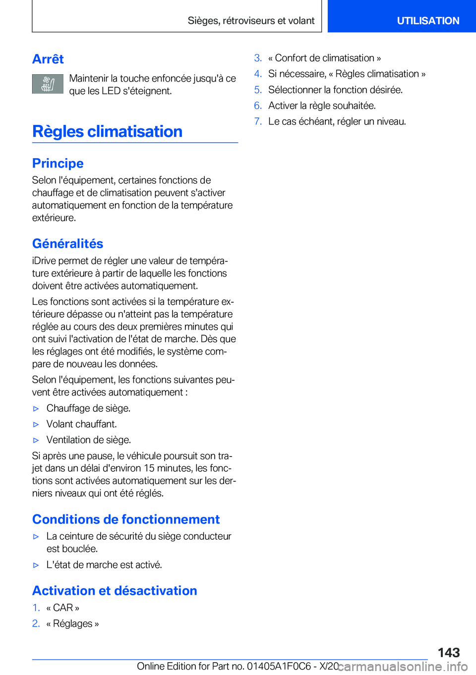 BMW X6 2021  Notices Demploi (in French) �A�r�r�ê�t�M�a�i�n�t�e�n�i�r��l�a��t�o�u�c�h�e��e�n�f�o�n�c�é�e��j�u�s�q�u�'�