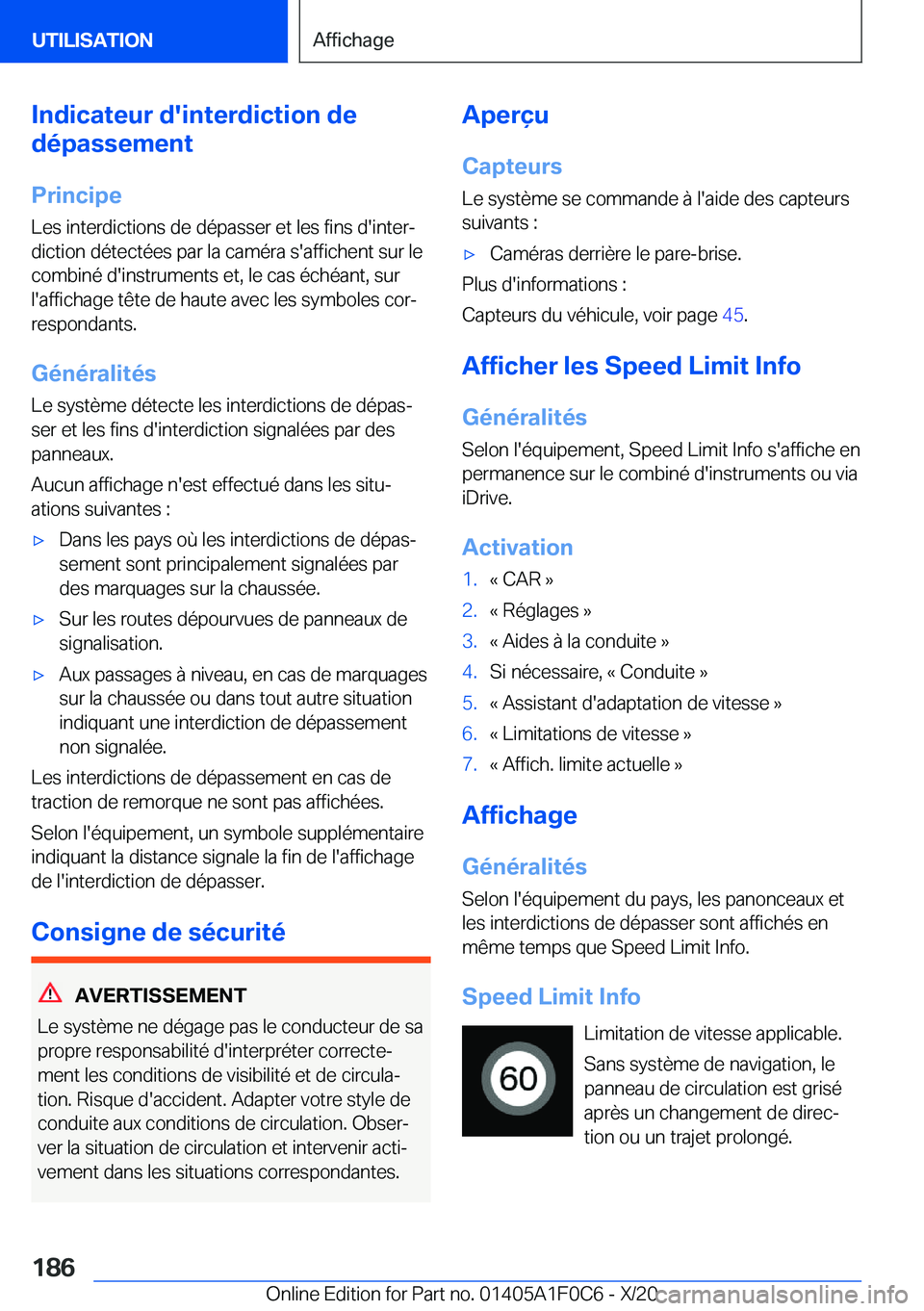 BMW X6 2021  Notices Demploi (in French) �I�n�d�i�c�a�t�e�u�r��d�'�i�n�t�e�r�d�i�c�t�i�o�n��d�e
�d�é�p�a�s�s�e�m�e�n�t
�P�r�i�n�c�i�p�e�L�e�s��i�n�t�e�r�d�i�c�t�i�o�n�s��d�e��d�é�p�a�s�s�e�r��e�t��l�e�s��f�i�n�s��d�'�i�n�t