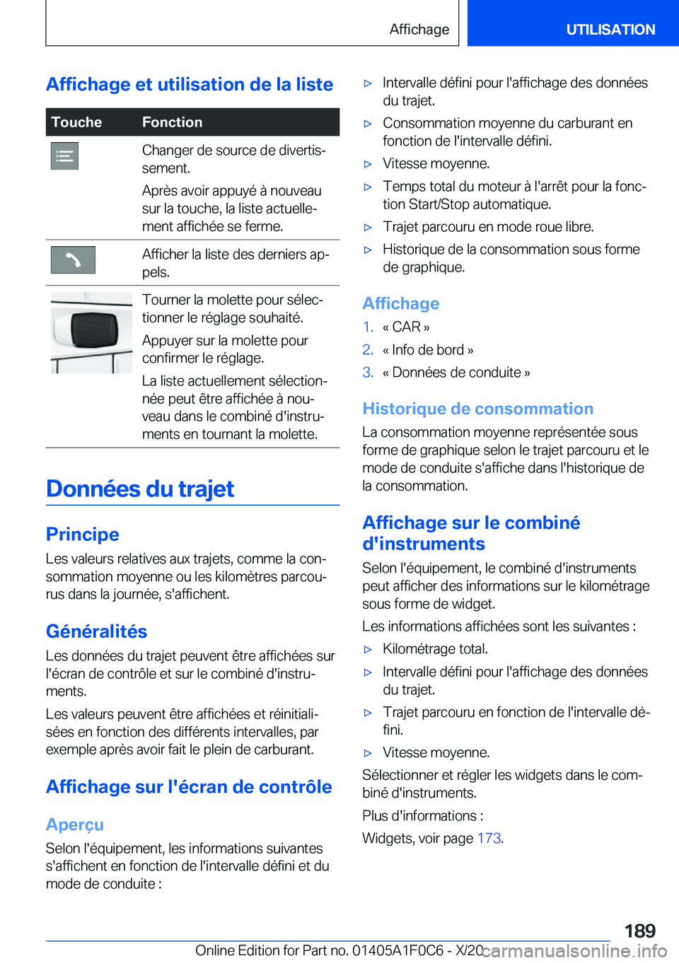 BMW X6 2021  Notices Demploi (in French) �A�f�f�i�c�h�a�g�e��e�t��u�t�i�l�i�s�a�t�i�o�n��d�e��l�a��l�i�s�t�e�T�o�u�c�h�e�F�o�n�c�t�i�o�n�C�h�a�n�g�e�r��d�e��s�o�u�r�c�e��d�e��d�i�v�e�r�t�i�sj
�s�e�m�e�n�t�.
�A�p�r�è�s��a�v�o�i�r�