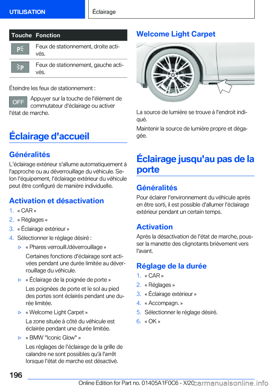 BMW X6 2021  Notices Demploi (in French) �T�o�u�c�h�e�F�o�n�c�t�i�o�n�F�e�u�x��d�e��s�t�a�t�i�o�n�n�e�m�e�n�t�,��d�r�o�i�t�e��a�c�t�ij
�v�é�s�.�F�e�u�x��d�e��s�t�a�t�i�o�n�n�e�m�e�n�t�,��g�a�u�c�h�e��a�c�t�ij
�v�é�s�.
�