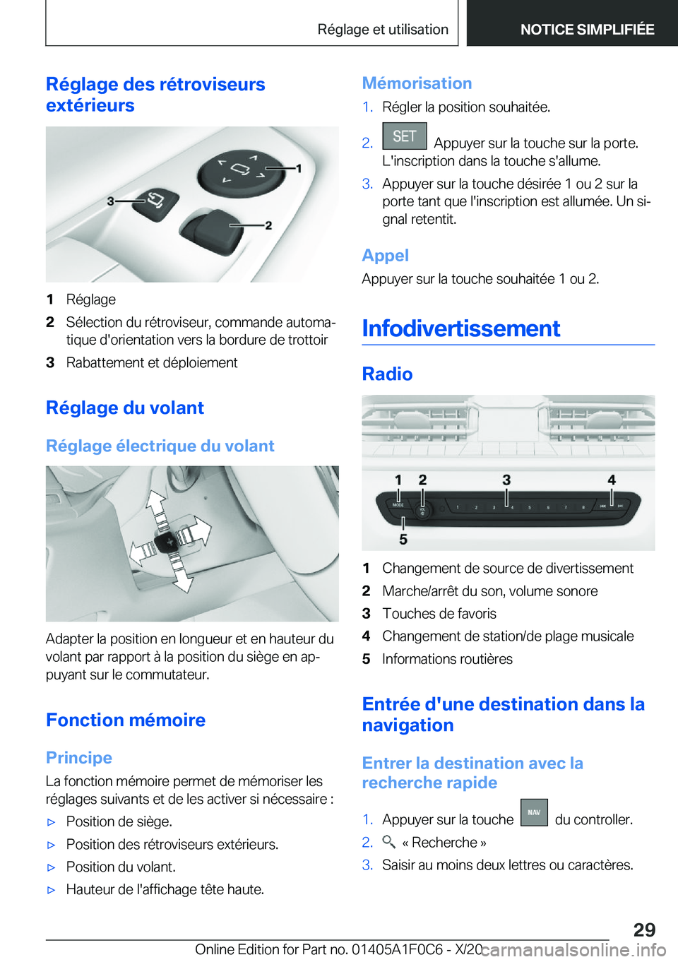 BMW X6 2021  Notices Demploi (in French) �R�é�g�l�a�g�e��d�e�s��r�é�t�r�o�v�i�s�e�u�r�s
�e�x�t�é�r�i�e�u�r�s�1�R�é�g�l�a�g�e�2�S�é�l�e�c�t�i�o�n��d�u��r�é�t�r�o�v�i�s�e�u�r�,��c�o�m�m�a�n�d�e��a�u�t�o�m�aj
�t�i�q�u�e��d�'�o