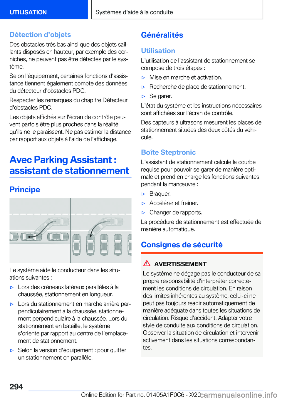 BMW X6 2021  Notices Demploi (in French) �D�é�t�e�c�t�i�o�n��d�'�o�b�j�e�t�s
�D�e�s��o�b�s�t�a�c�l�e�s��t�r�è�s��b�a�s��a�i�n�s�i��q�u�e��d�e�s��o�b�j�e�t�s��s�a�i�lj
�l�a�n�t�s��d�i�s�p�o�s�é�s��e�n��h�a�u�t�e�u�r�,��p�