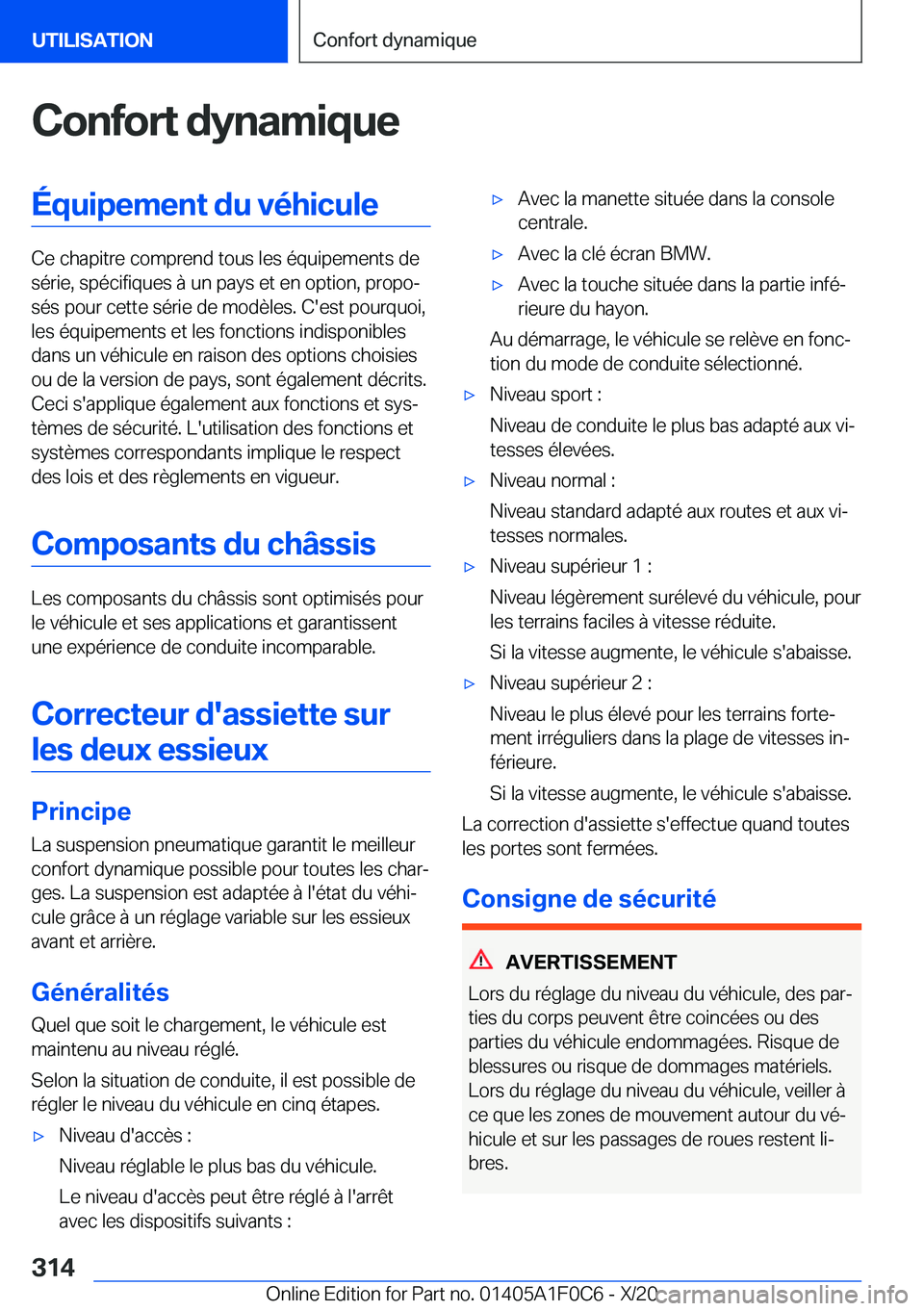 BMW X6 2021  Notices Demploi (in French) �C�o�n�f�o�r�t��d�y�n�a�m�i�q�u�e�