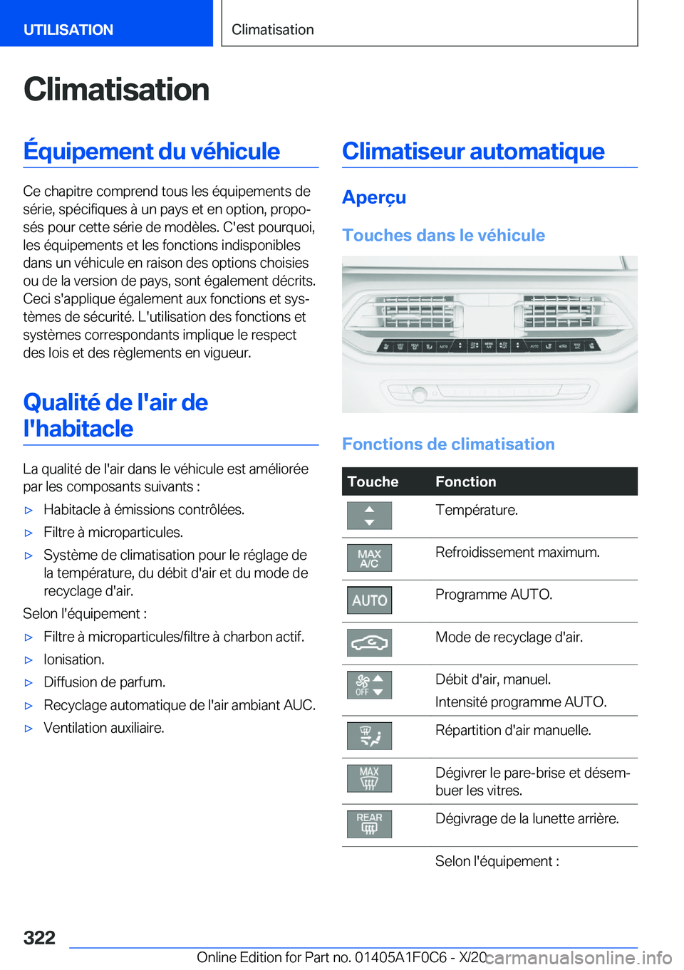 BMW X6 2021  Notices Demploi (in French) �C�l�i�m�a�t�i�s�a�t�i�o�n�