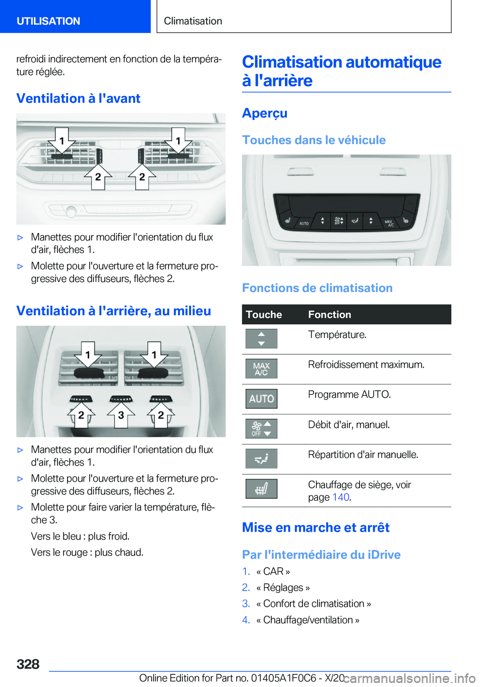 BMW X6 2021  Notices Demploi (in French) �r�e�f�r�o�i�d�i��i�n�d�i�r�e�c�t�e�m�e�n�t��e�n��f�o�n�c�t�i�o�n��d�e��l�a��t�e�m�p�é�r�aj
�t�u�r�e��r�é�g�l�é�e�.
�V�e�n�t�i�l�a�t�i�o�n��