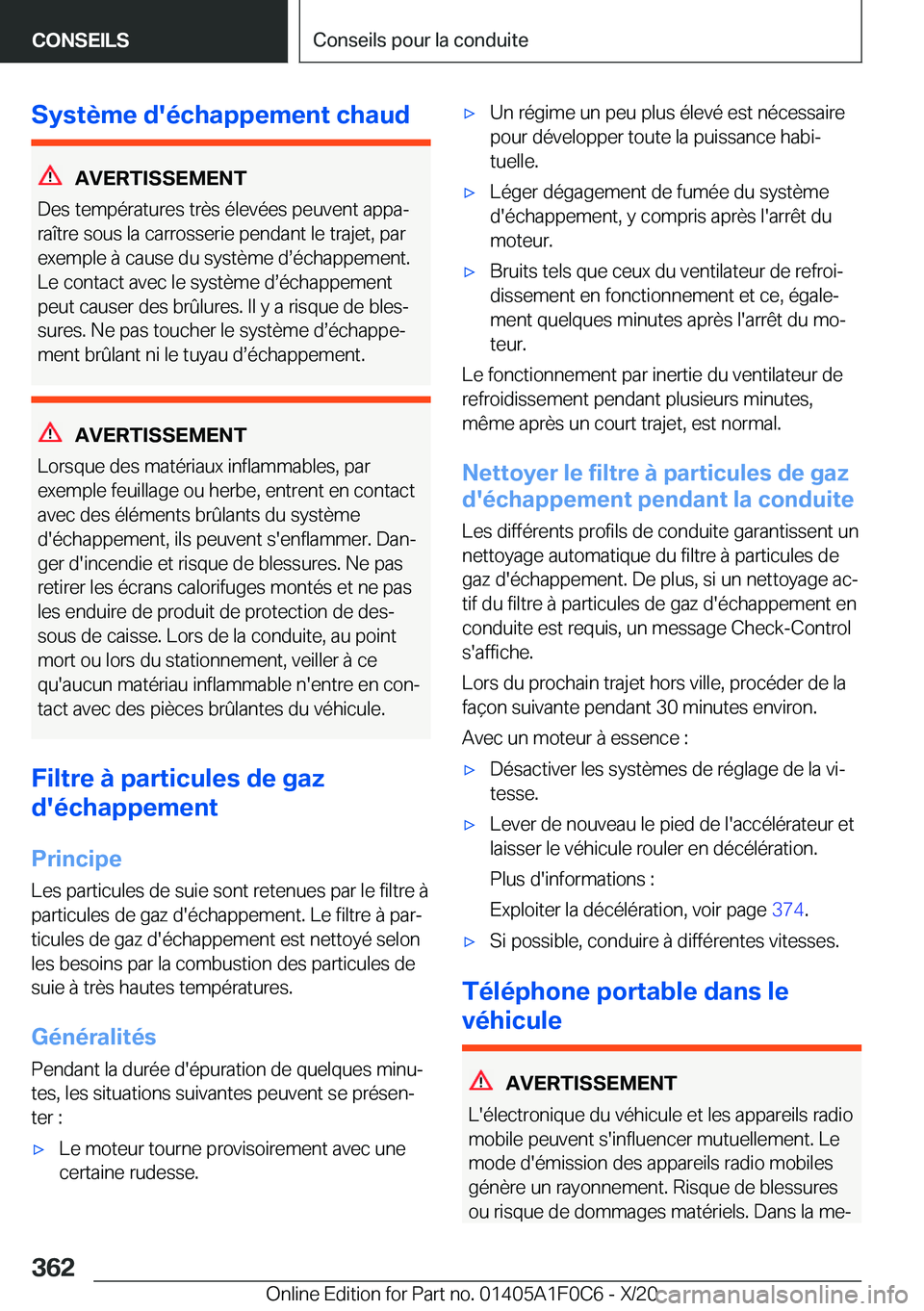 BMW X6 2021  Notices Demploi (in French) �S�y�s�t�è�m�e��d�'�é�c�h�a�p�p�e�m�e�n�t��c�h�a�u�d
�A�V�E�R�T�I�S�S�E�M�E�N�T
�D�e�s��t�e�m�p�é�r�a�t�u�r�e�s��t�r�è�s��é�l�e�v�é�e�s��p�e�u�v�e�n�t��a�p�p�aj
�r�a�