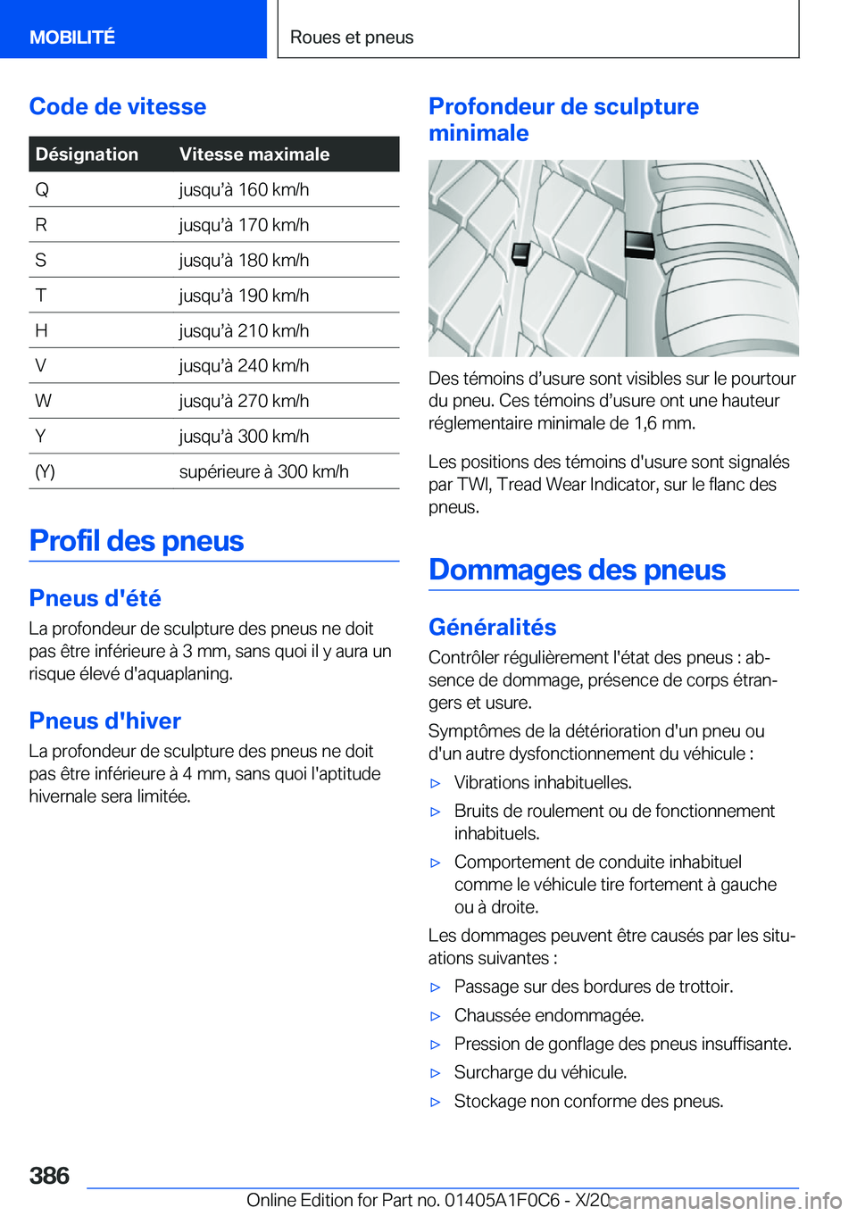 BMW X6 2021  Notices Demploi (in French) �C�o�d�e��d�e��v�i�t�e�s�s�e�D�é�s�i�g�n�a�t�i�o�n�V�i�t�e�s�s�e��m�a�x�i�m�a�l�e�Q�j�u�s�q�us�