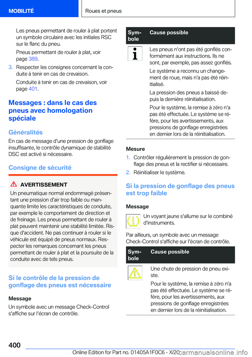 BMW X6 2021  Notices Demploi (in French) �L�e�s��p�n�e�u�s��p�e�r�m�e�t�t�a�n�t��d�e��r�o�u�l�e�r��