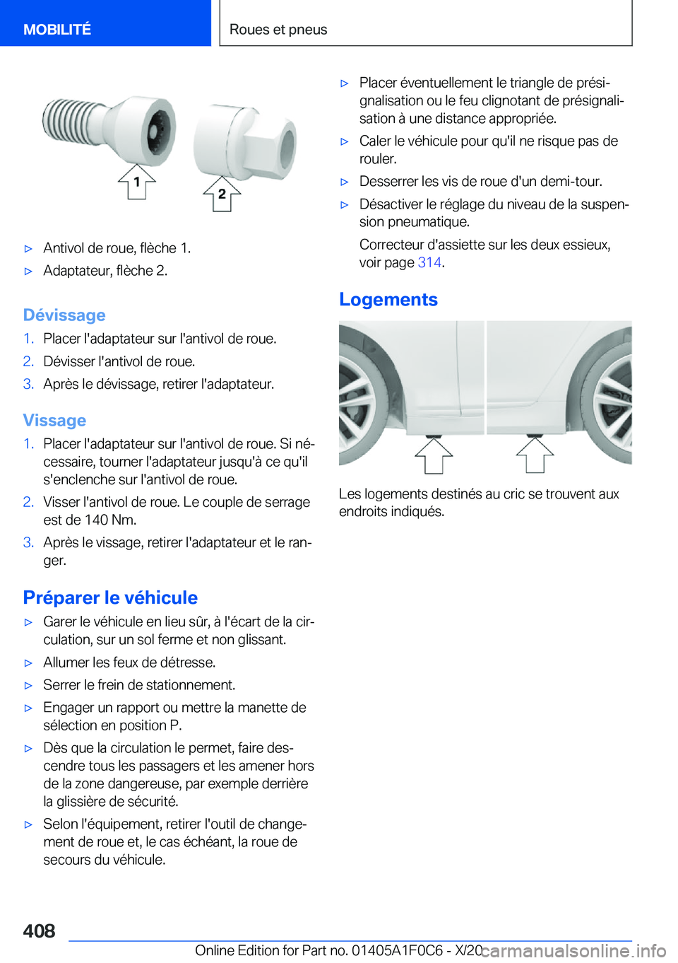 BMW X6 2021  Notices Demploi (in French) 'x�A�n�t�i�v�o�l��d�e��r�o�u�e�,��f�l�è�c�h�e��1�.'x�A�d�a�p�t�a�t�e�u�r�,��f�l�è�c�h�e��2�.
�D�é�v�i�s�s�a�g�e
�1�.�P�l�a�c�e�r��l�'�a�d�a�p�t�a�t�e�u�r��s�u�r��l�'�a�n�t�
