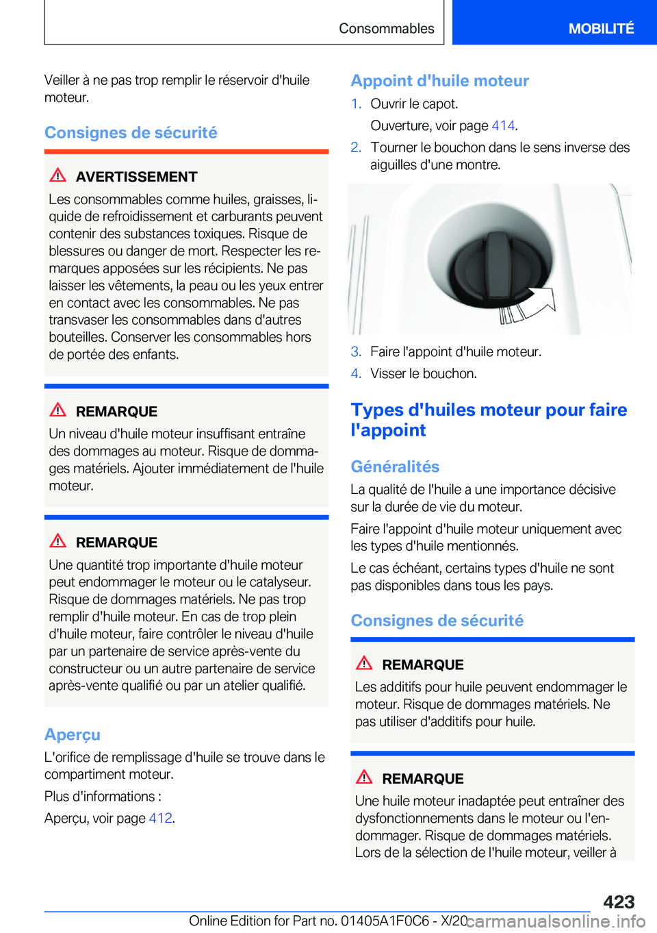 BMW X6 2021  Notices Demploi (in French) �V�e�i�l�l�e�r��