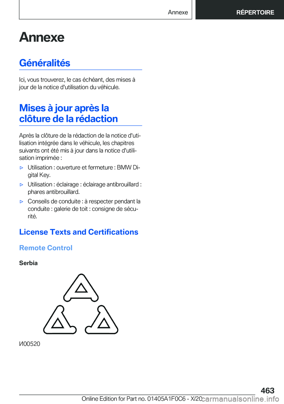 BMW X6 2021  Notices Demploi (in French) �A�n�n�e�x�e�G�é�n�é�r�a�l�i�t�é�s
�I�c�i�,��v�o�u�s��t�r�o�u�v�e�r�e�z�,��l�e��c�a�s��é�c�h�é�a�n�t�,��d�e�s��m�i�s�e�s��