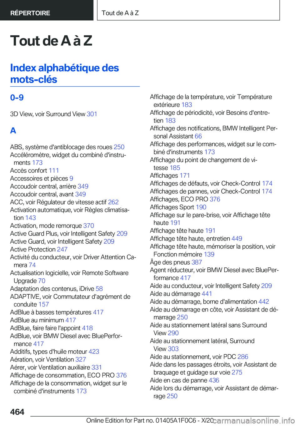 BMW X6 2021  Notices Demploi (in French) �T�o�u�t��d�e��A��