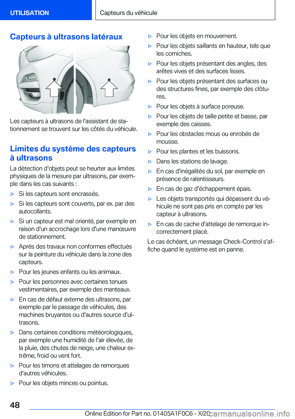 BMW X6 2021  Notices Demploi (in French) �C�a�p�t�e�u�r�s��