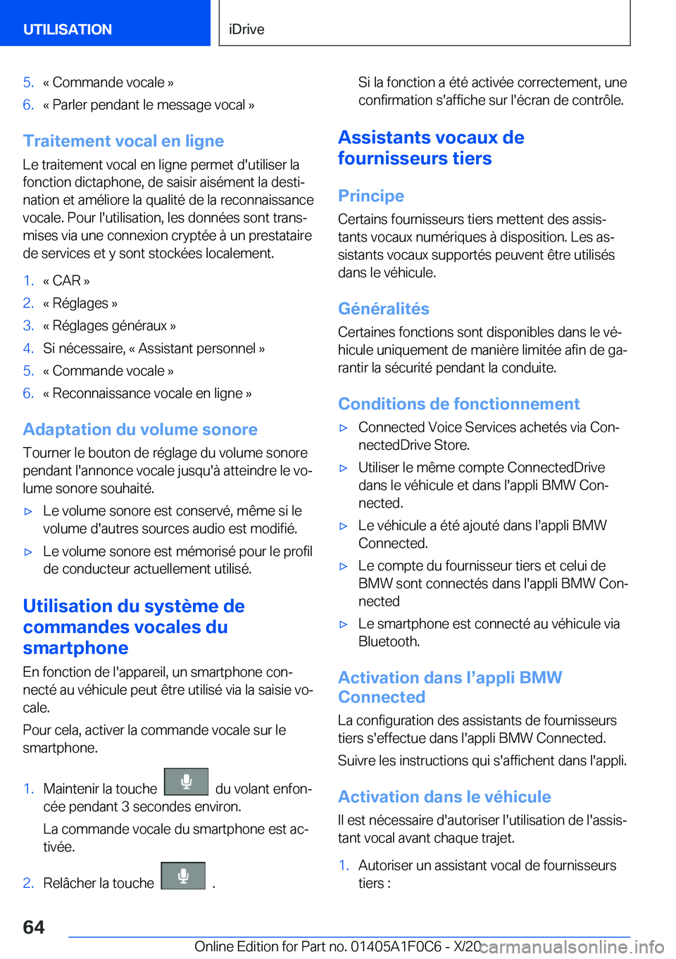 BMW X6 2021  Notices Demploi (in French) �5�.�k��C�o�m�m�a�n�d�e��v�o�c�a�l�e��{�6�.�k��P�a�r�l�e�r��p�e�n�d�a�n�t��l�e��m�e�s�s�a�g�e��v�o�c�a�l��{
�T�r�a�i�t�e�m�e�n�t��v�o�c�a�l��e�n��l�i�g�n�e
�L�e��t�r�a�i�t�e�m�e�n�t��v�o