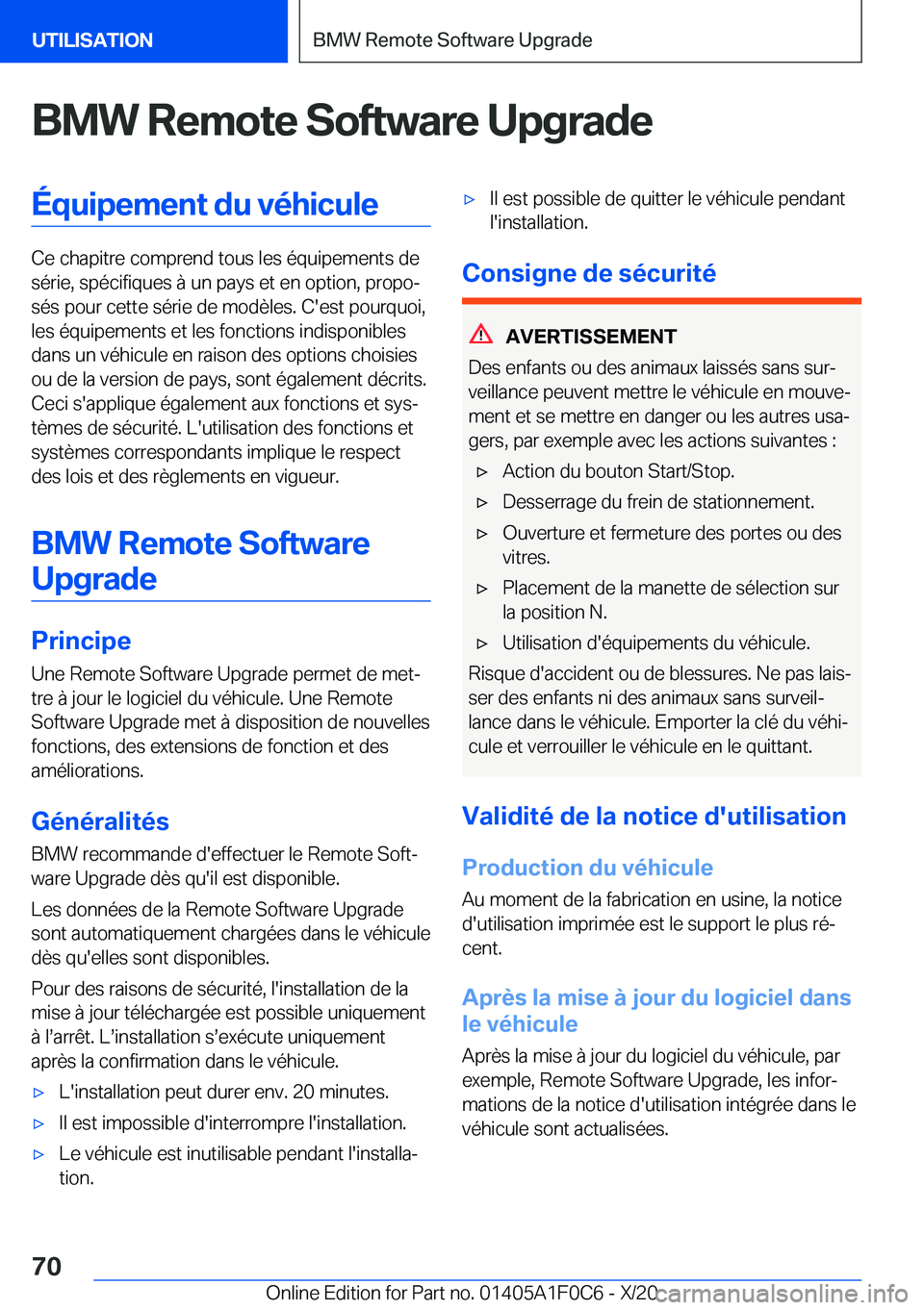 BMW X6 2021  Notices Demploi (in French) �B�M�W��R�e�m�o�t�e��S�o�f�t�w�a�r�e��U�p�g�r�a�d�e�