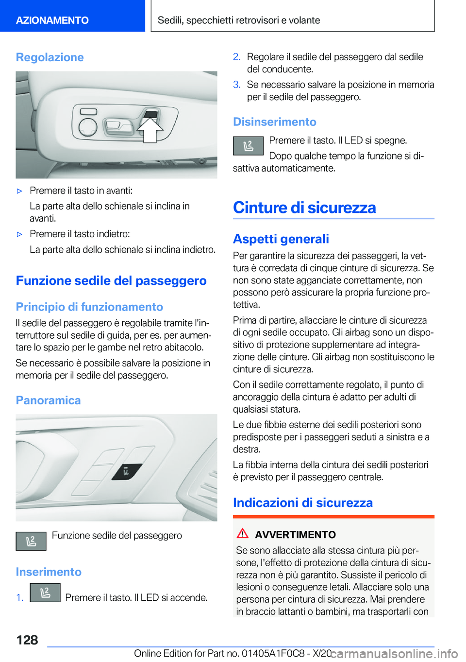 BMW X6 2021  Libretti Di Uso E manutenzione (in Italian) �R�e�g�o�l�a�z�i�o�n�e'x�P�r�e�m�e�r�e��i�l��t�a�s�t�o��i�n��a�v�a�n�t�i�:
�L�a��p�a�r�t�e��a�l�t�a��d�e�l�l�o��s�c�h�i�e�n�a�l�e��s�i��i�n�c�l�i�n�a��i�n �a�v�a�n�t�i�.'x�P�r�e�m�e