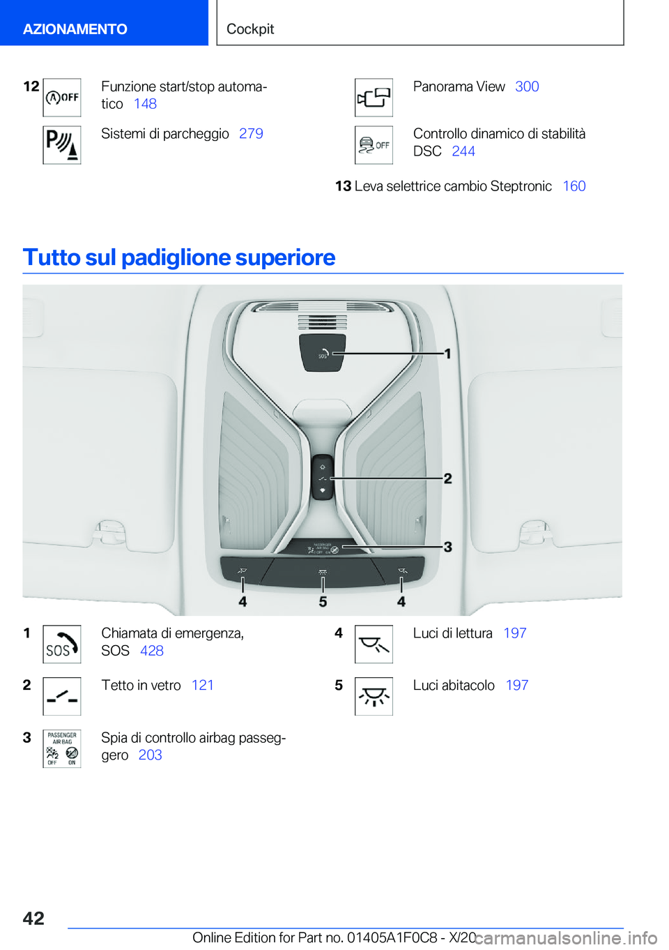BMW X6 2021  Libretti Di Uso E manutenzione (in Italian) �1�2�F�u�n�z�i�o�n�e��s�t�a�r�t�/�s�t�o�p��a�u�t�o�m�aª
�t�i�c�o\_ �1�4�8�S�i�s�t�e�m�i��d�i��p�a�r�c�h�e�g�g�i�o\_ �2�7�9�P�a�n�o�r�a�m�a��V�i�e�w\_�3�0�0�C�o�n�t�r�o�l�l�o��d�i�n�a�m�i