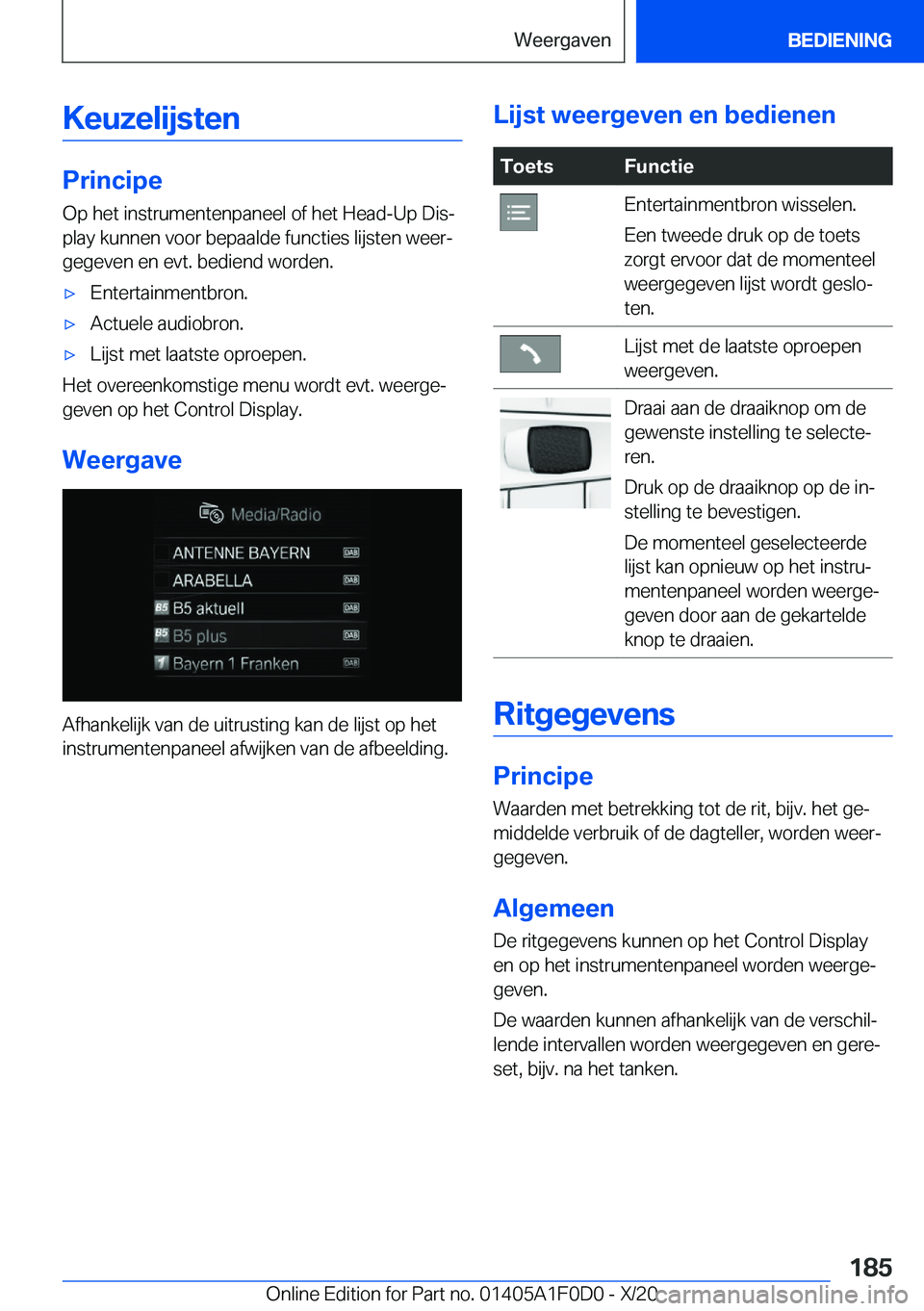 BMW X6 2021  Instructieboekjes (in Dutch) �K�e�u�z�e�l�i�j�s�t�e�n
�P�r�i�n�c�i�p�e
�O�p��h�e�t��i�n�s�t�r�u�m�e�n�t�e�n�p�a�n�e�e�l��o�f��h�e�t��H�e�a�d�-�U�p��D�i�sj �p�l�a�y��k�u�n�n�e�n��v�o�o�r��b�e�p�a�a�l�d�e��f�u�n�c�t�i�e�