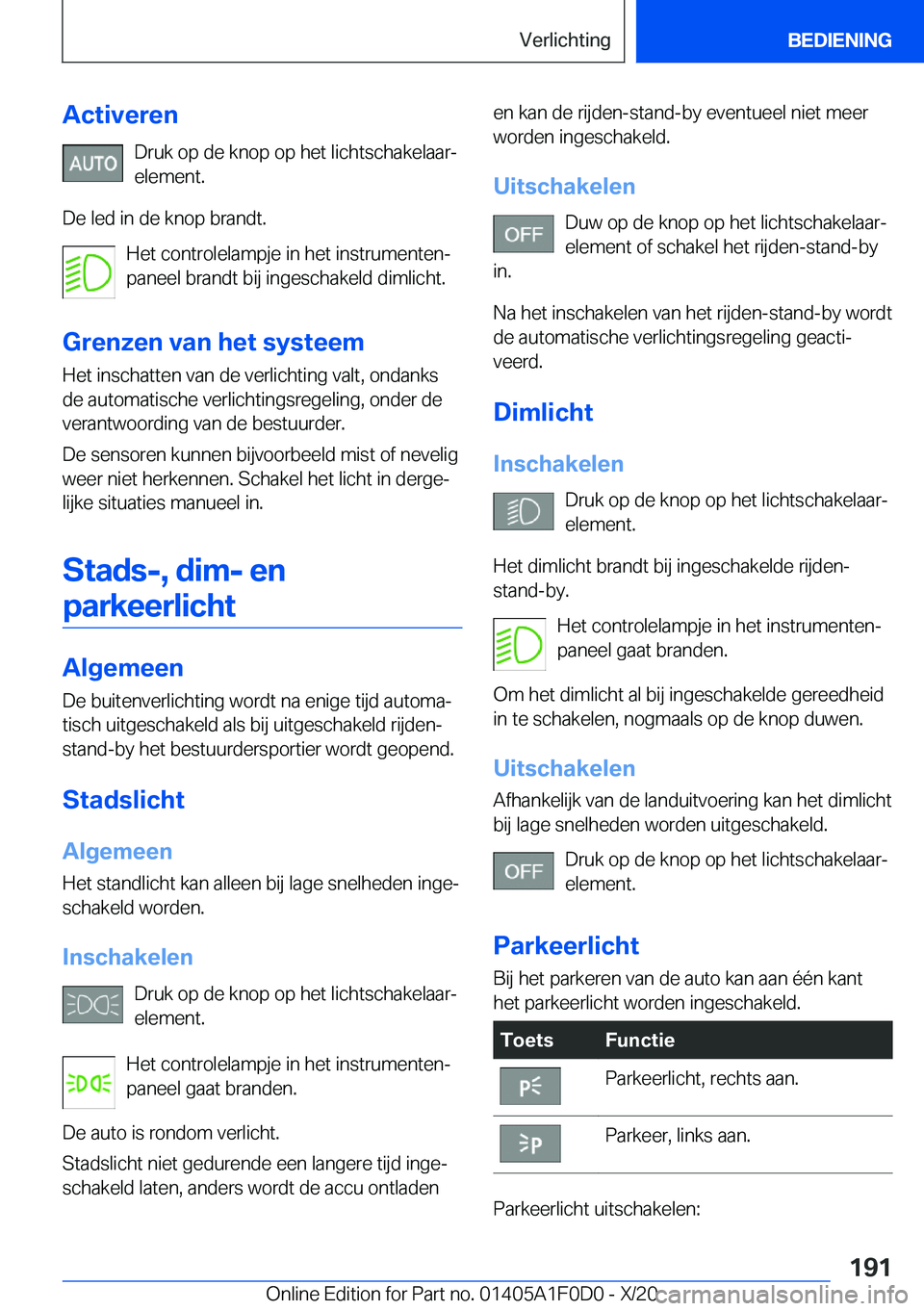 BMW X6 2021  Instructieboekjes (in Dutch) �A�c�t�i�v�e�r�e�n�D�r�u�k��o�p��d�e��k�n�o�p��o�p��h�e�t��l�i�c�h�t�s�c�h�a�k�e�l�a�a�rj�e�l�e�m�e�n�t�.
�D�e��l�e�d��i�n��d�e��k�n�o�p��b�r�a�n�d�t�. �H�e�t��c�o�n�t�r�o�l�e�l�a�m�p�j�e