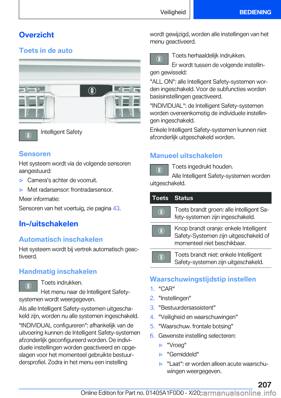 BMW X6 2021  Instructieboekjes (in Dutch) �O�v�e�r�z�i�c�h�t�T�o�e�t�s��i�n��d�e��a�u�t�o
�I�n�t�e�l�l�i�g�e�n�t��S�a�f�e�t�y
�S�e�n�s�o�r�e�n
�H�e�t��s�y�s�t�e�e�m��w�o�r�d�t��v�i�a��d�e��v�o�l�g�e�n�d�e��s�e�n�s�o�r�e�n �a�a�n�g�e