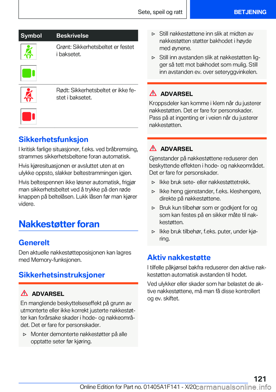 BMW X6 2021  InstruksjonsbØker (in Norwegian) �S�y�m�b�o�l�B�e�s�k�r�i�v�e�l�s�e�G�r�