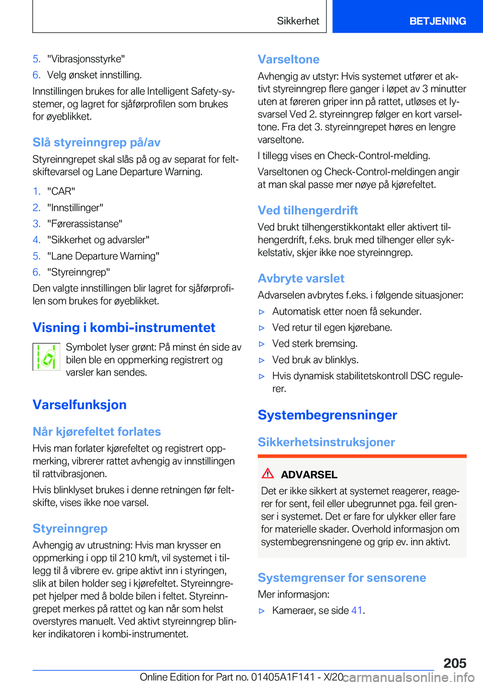 BMW X6 2021  InstruksjonsbØker (in Norwegian) �5�.��V�i�b�r�a�s�j�o�n�s�s�t�y�r�k�e��6�.�V�e�l�g��