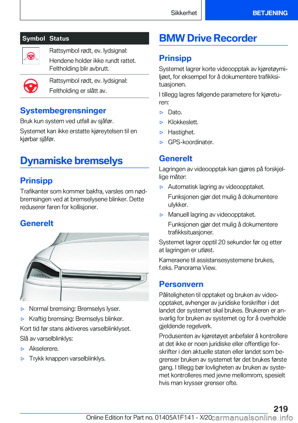 BMW X6 2021  InstruksjonsbØker (in Norwegian) �S�y�m�b�o�l�S�t�a�t�u�s�R�a�t�t�s�y�m�b�o�l��r�