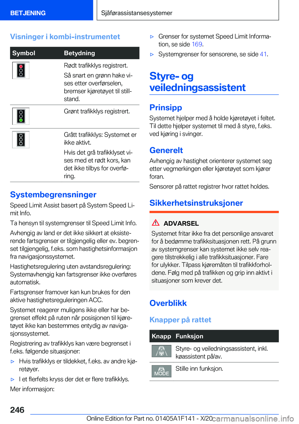 BMW X6 2021  InstruksjonsbØker (in Norwegian) �V�i�s�n�i�n�g�e�r��i��k�o�m�b�i�-�i�n�s�t�r�u�m�e�n�t�e�t�S�y�m�b�o�l�B�e�t�y�d�n�i�n�g�R�