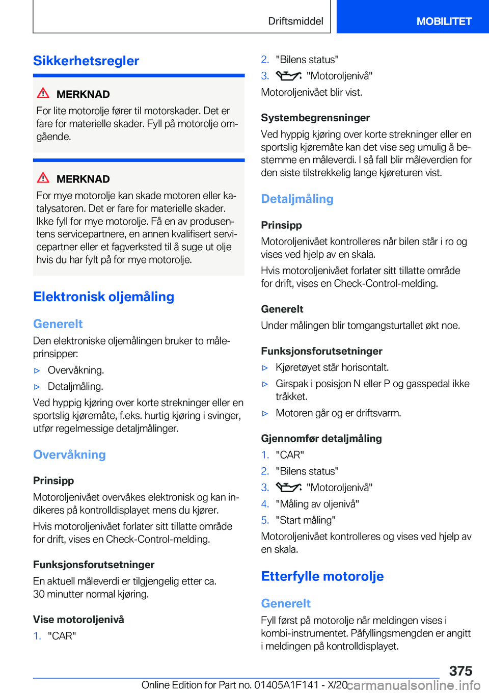 BMW X6 2021  InstruksjonsbØker (in Norwegian) �S�i�k�k�e�r�h�e�t�s�r�e�g�l�e�r
�M�E�R�K�N�A�D
�F�o�r��l�i�t�e��m�o�t�o�r�o�l�j�e��f�
