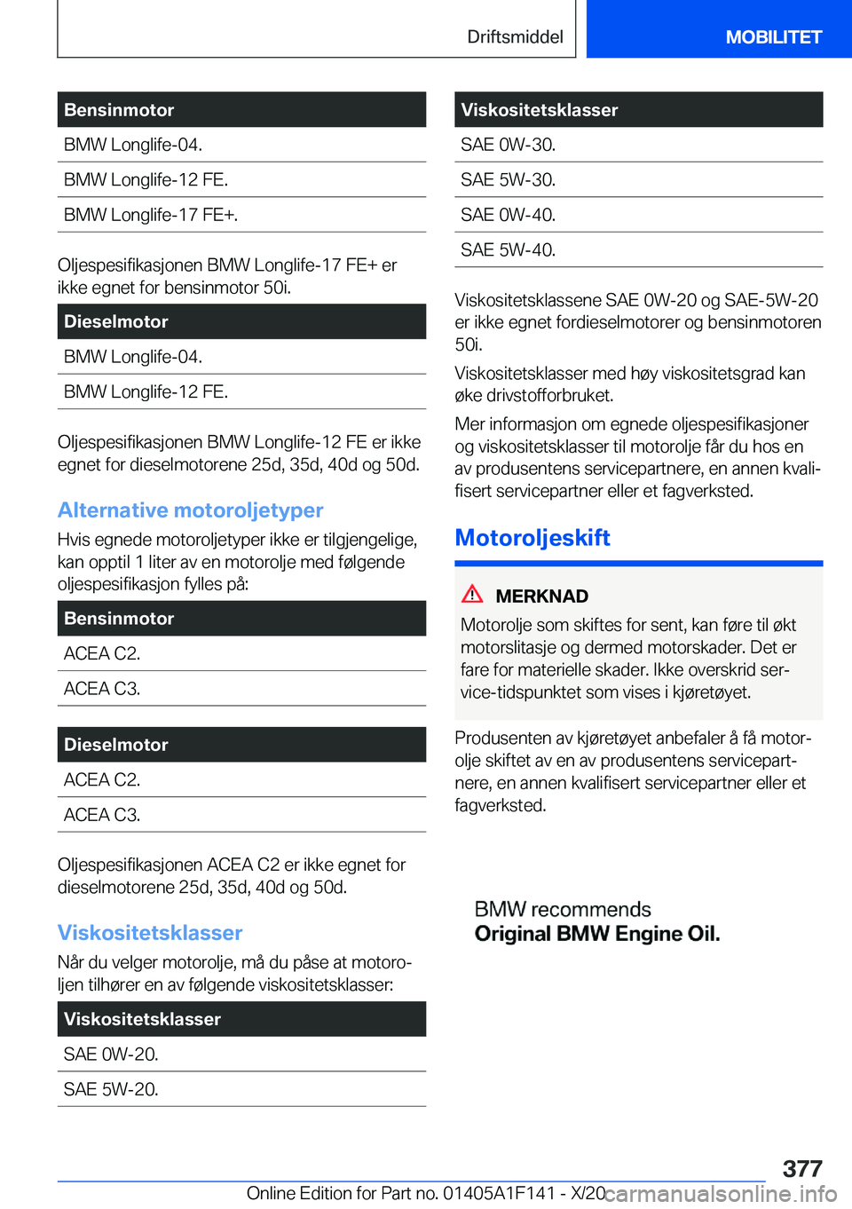 BMW X6 2021  InstruksjonsbØker (in Norwegian) �B�e�n�s�i�n�m�o�t�o�r�B�M�W��L�o�n�g�l�i�f�e�-�0�4�.�B�M�W��L�o�n�g�l�i�f�e�-�1�2��F�E�.�B�M�W��L�o�n�g�l�i�f�e�-�1�7��F�E�+�.
�O�l�j�e�s�p�e�s�i�f�i�k�a�s�j�o�n�e�n��B�M�W��L�o�n�g�l�i�f�e�-�