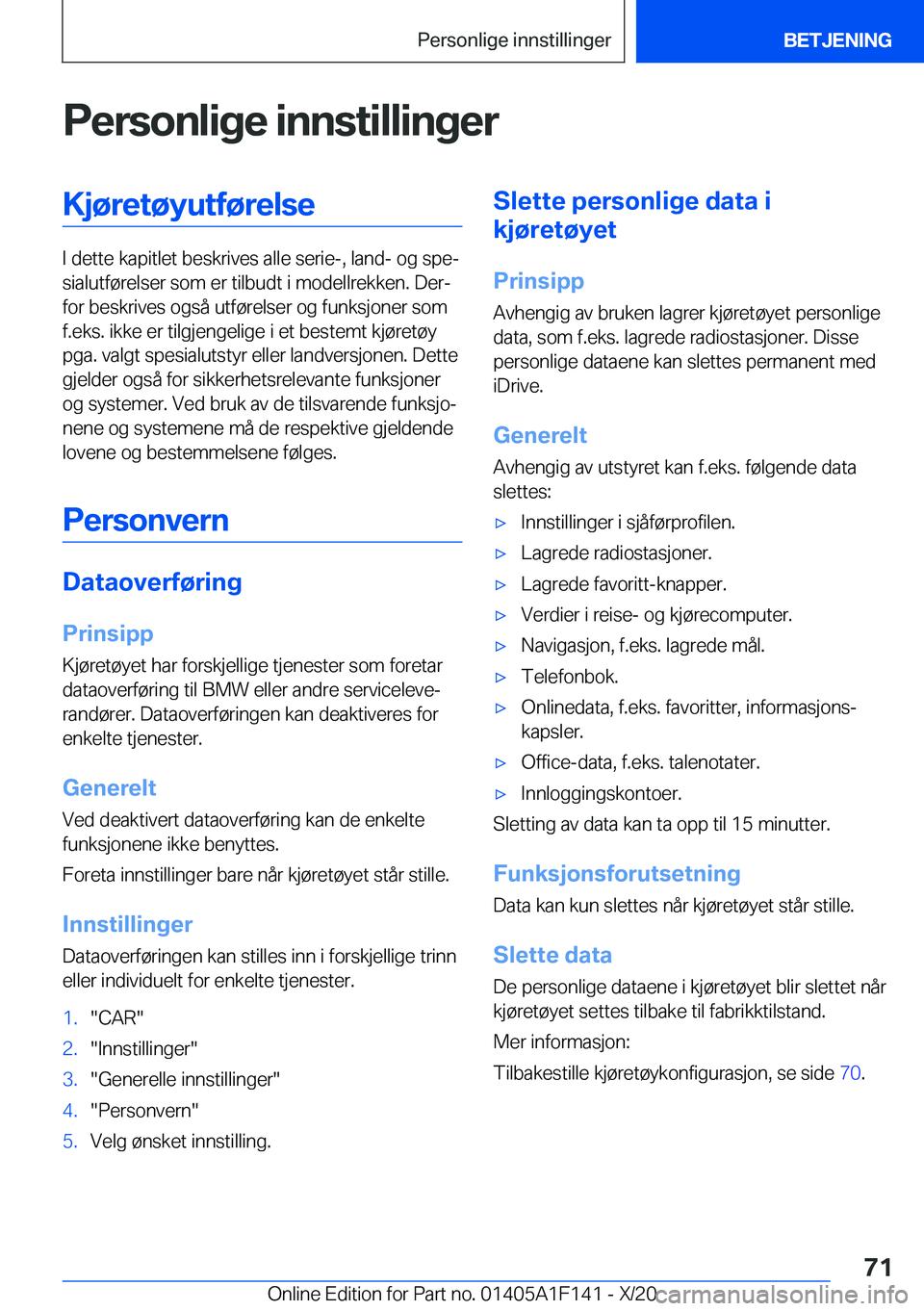 BMW X6 2021  InstruksjonsbØker (in Norwegian) �P�e�r�s�o�n�l�i�g�e��i�n�n�s�t�i�l�l�i�n�g�e�r�K�j�