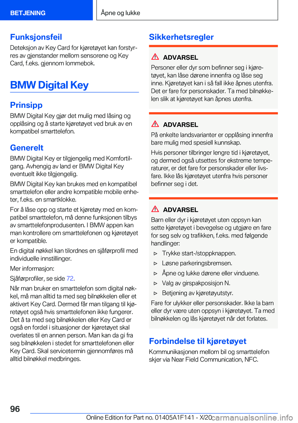 BMW X6 2021  InstruksjonsbØker (in Norwegian) �F�u�n�k�s�j�o�n�s�f�e�i�l
�D�e�t�e�k�s�j�o�n��a�v��K�e�y��C�a�r�d��f�o�r��k�j�