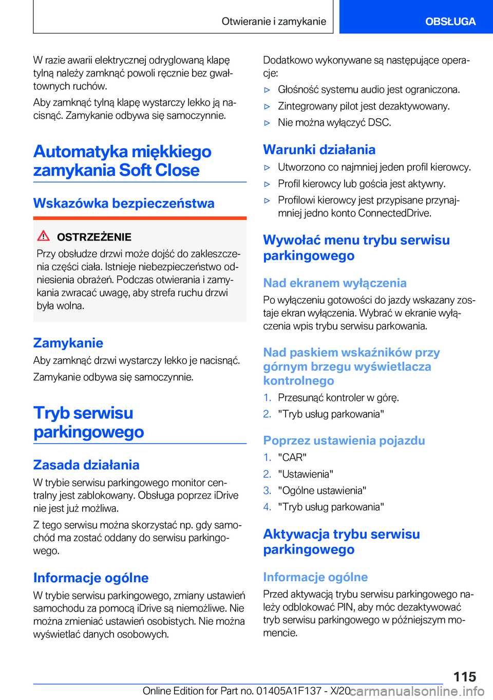 BMW X6 2021  Instrukcja obsługi (in Polish) �W��r�a�z�i�e��a�w�a�r�i�i��e�l�e�k�t�r�y�c�z�n�e�j��o�d�r�y�g�l�o�w�a�n�