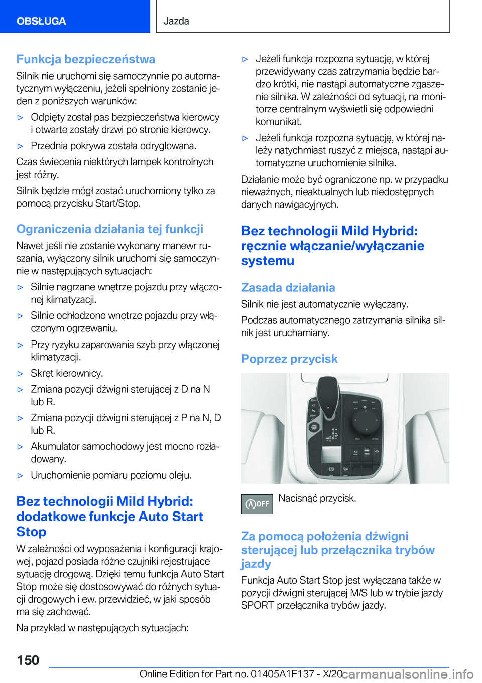 BMW X6 2021  Instrukcja obsługi (in Polish) �F�u�n�k�c�j�a��b�e�z�p�i�e�c�z�e�