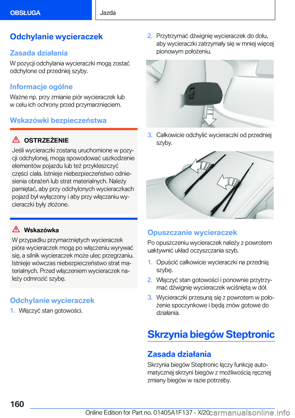 BMW X6 2021  Instrukcja obsługi (in Polish) �O�d�c�h�y�l�a�n�i�e��w�y�c�i�e�r�a�c�z�e�k
�Z�a�s�a�d�a��d�z�i�a�ł�a�n�i�a
�W��p�o�z�y�c�j�i��o�d�c�h�y�l�a�n�i�a��w�y�c�i�e�r�a�c�z�k�i��m�o�g�