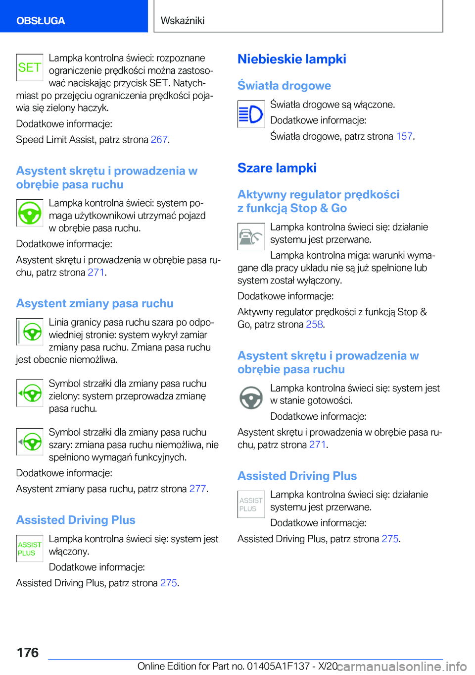 BMW X6 2021  Instrukcja obsługi (in Polish) �L�a�m�p�k�a��k�o�n�t�r�o�l�n�a��w�i�e�c�i�:��r�o�z�p�o�z�n�a�n�e
�o�g�r�a�n�i�c�z�e�n�i�e��p�r�