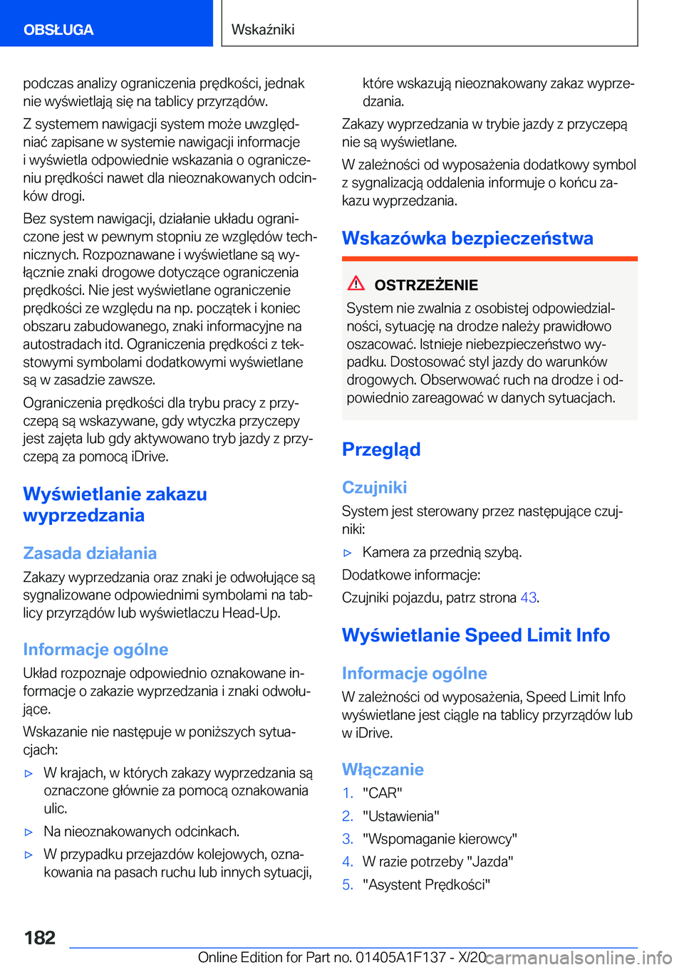 BMW X6 2021  Instrukcja obsługi (in Polish) �p�o�d�c�z�a�s��a�n�a�l�i�z�y��o�g�r�a�n�i�c�z�e�n�i�a��p�r�