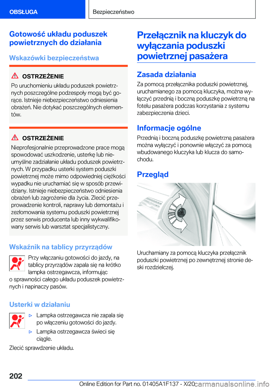 BMW X6 2021  Instrukcja obsługi (in Polish) �G�o�t�o�w�o�ć��u�k�ł�a�d�u��p�o�d�u�s�z�e�k
�p�o�w�i�e�t�r�z�n�y�c�h��d�o��d�z�i�a�ł�a�n�i�a
�W�s�k�a�z�